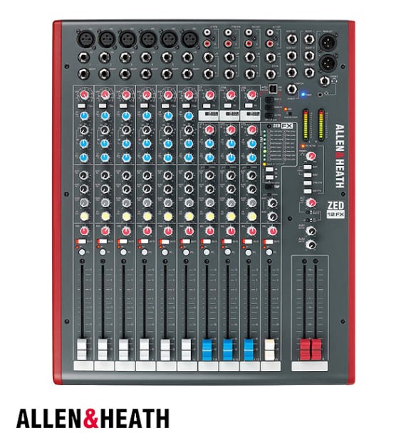 Hire Allen & Heath ZED-12 FX analog live mixing console for weddings, parties & events in Mallorca