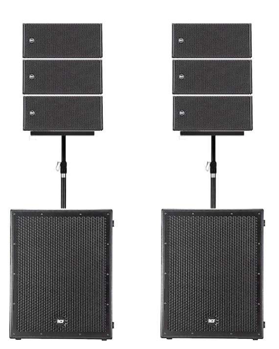 Hire RCF HDL 6-A professional active Line ArrayPA speakers for weddings, parties & events in Mallorca